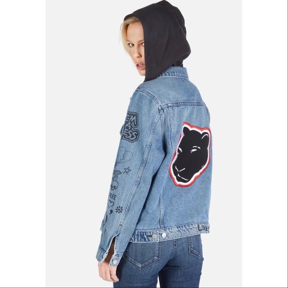 Lauren Moshi Jackets & Blazers - Lauren Moshi Stevie Varsity Panther Jean Jacket